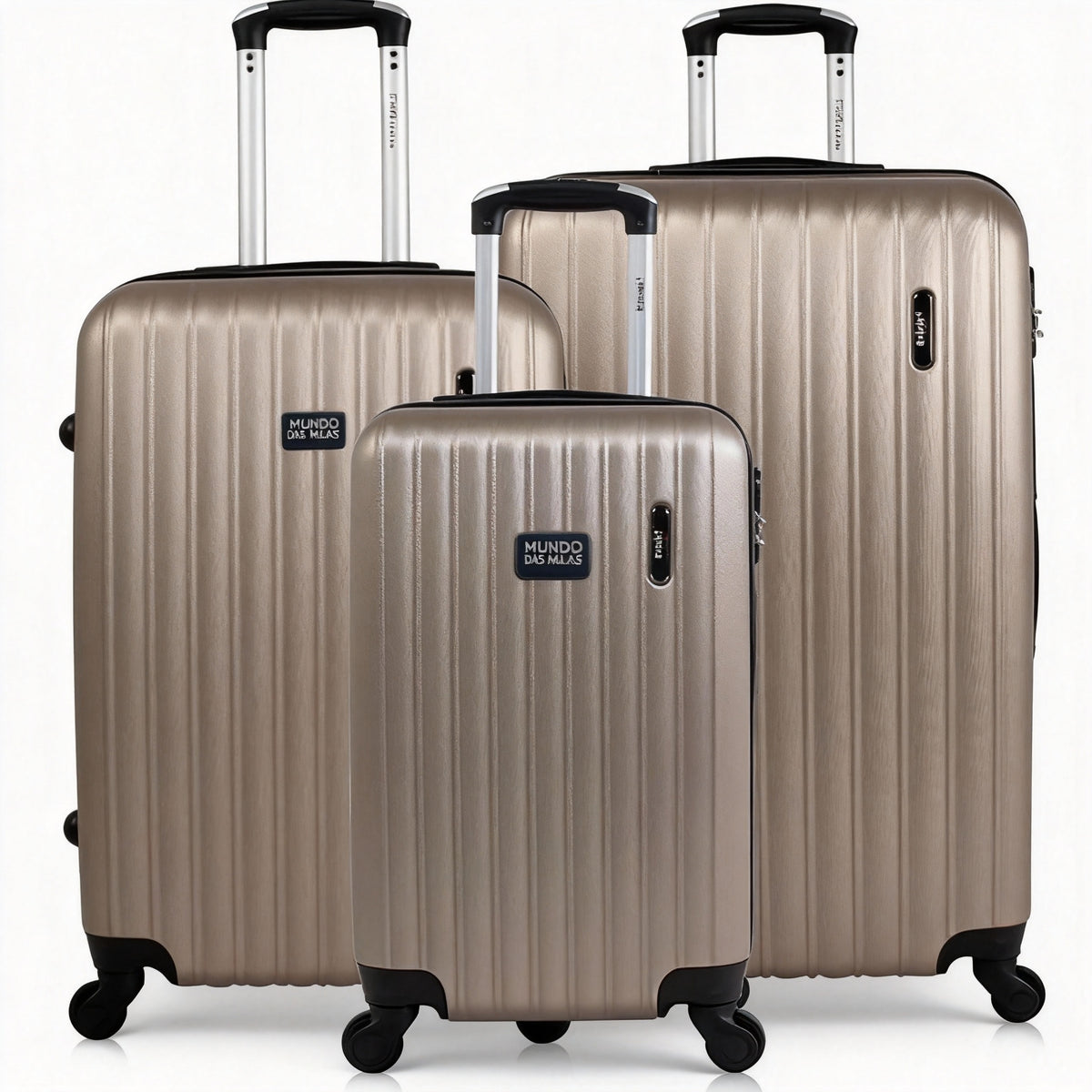Kit 3 Malas de Viagem Mundo das Malas – ABS, Rodas 360º (P, M e G)