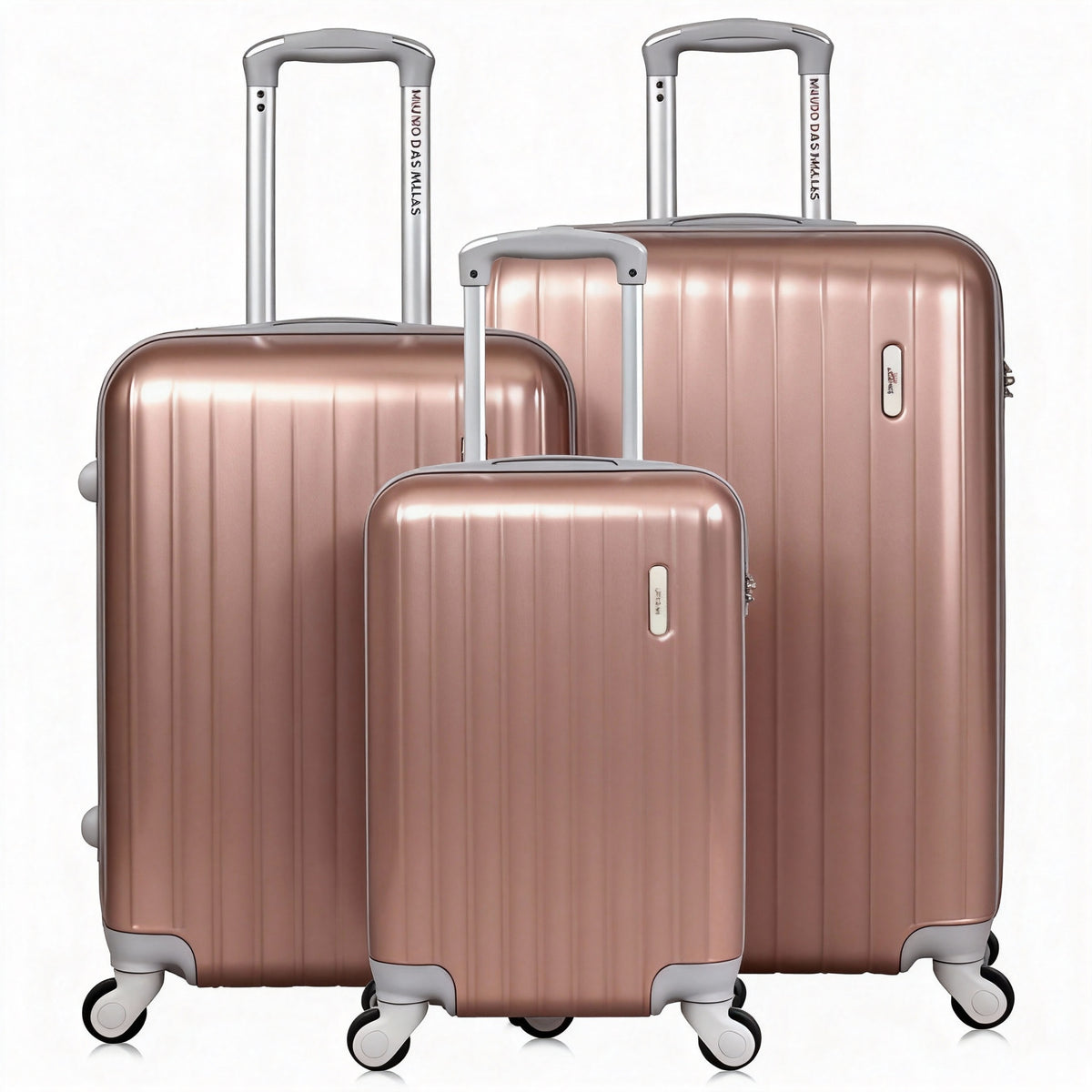 Kit 3 Malas de Viagem Mundo das Malas – ABS, Rodas 360º (P, M e G)