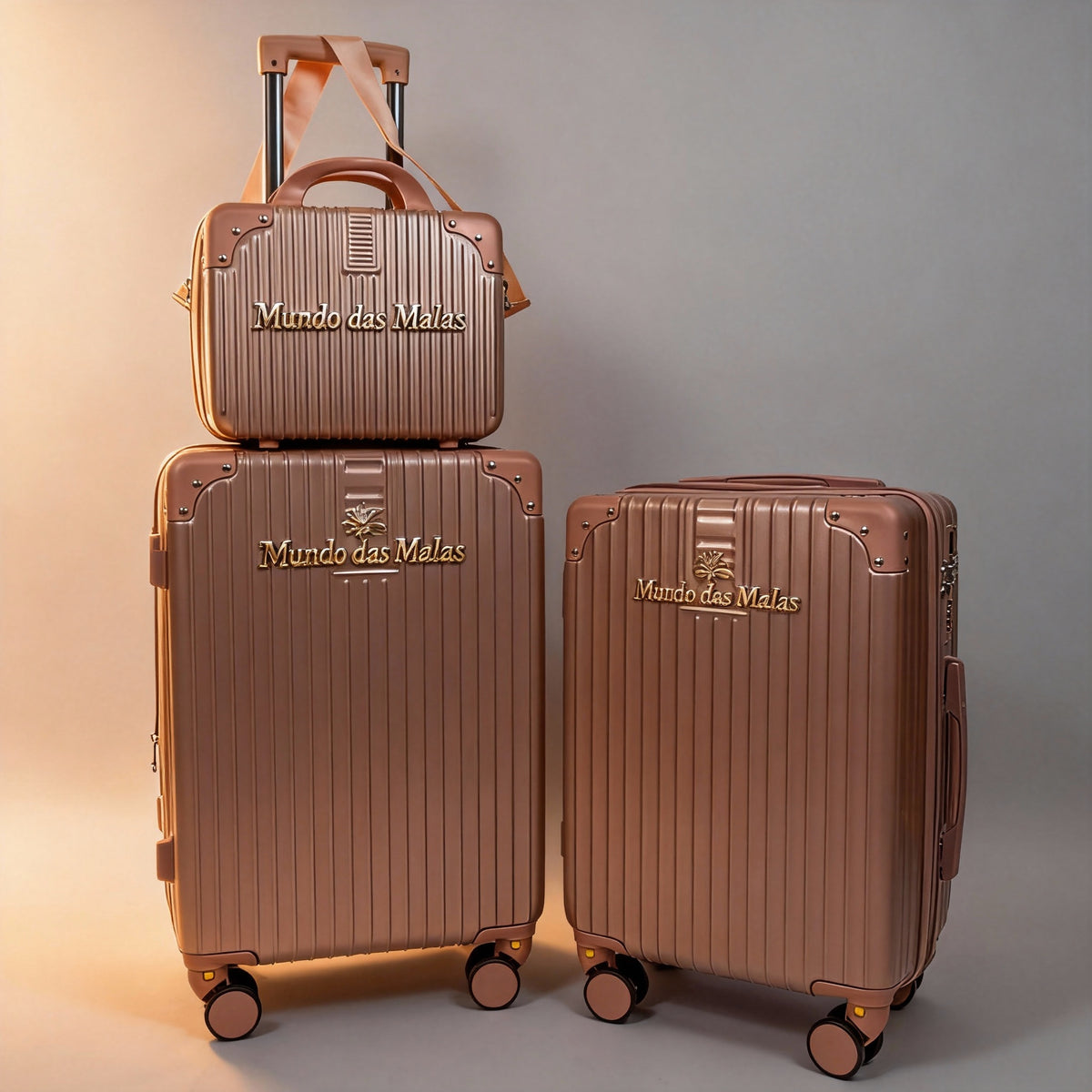 Kit 2 Malas de Bordo + Frasqueira | Rodas 360° | Cadeado Numérico | Padrão ANAC