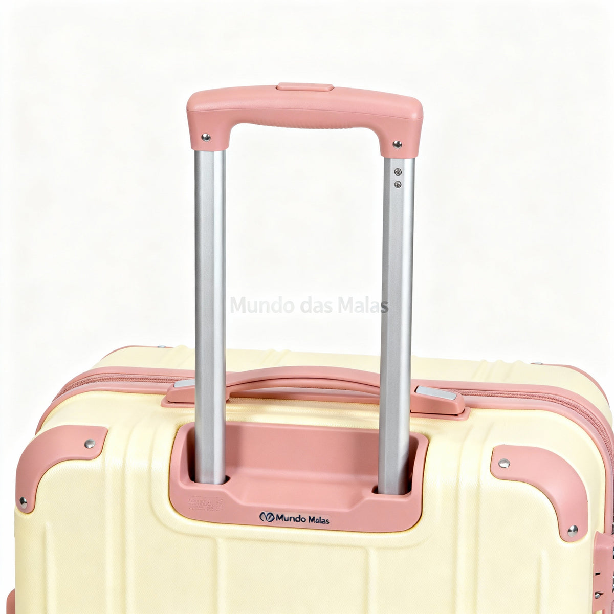 Mala Amarelo c/ Rosa de Viagem Mundo das Malas – ABS, Rodas 360º (Tamanho P, M ou G)