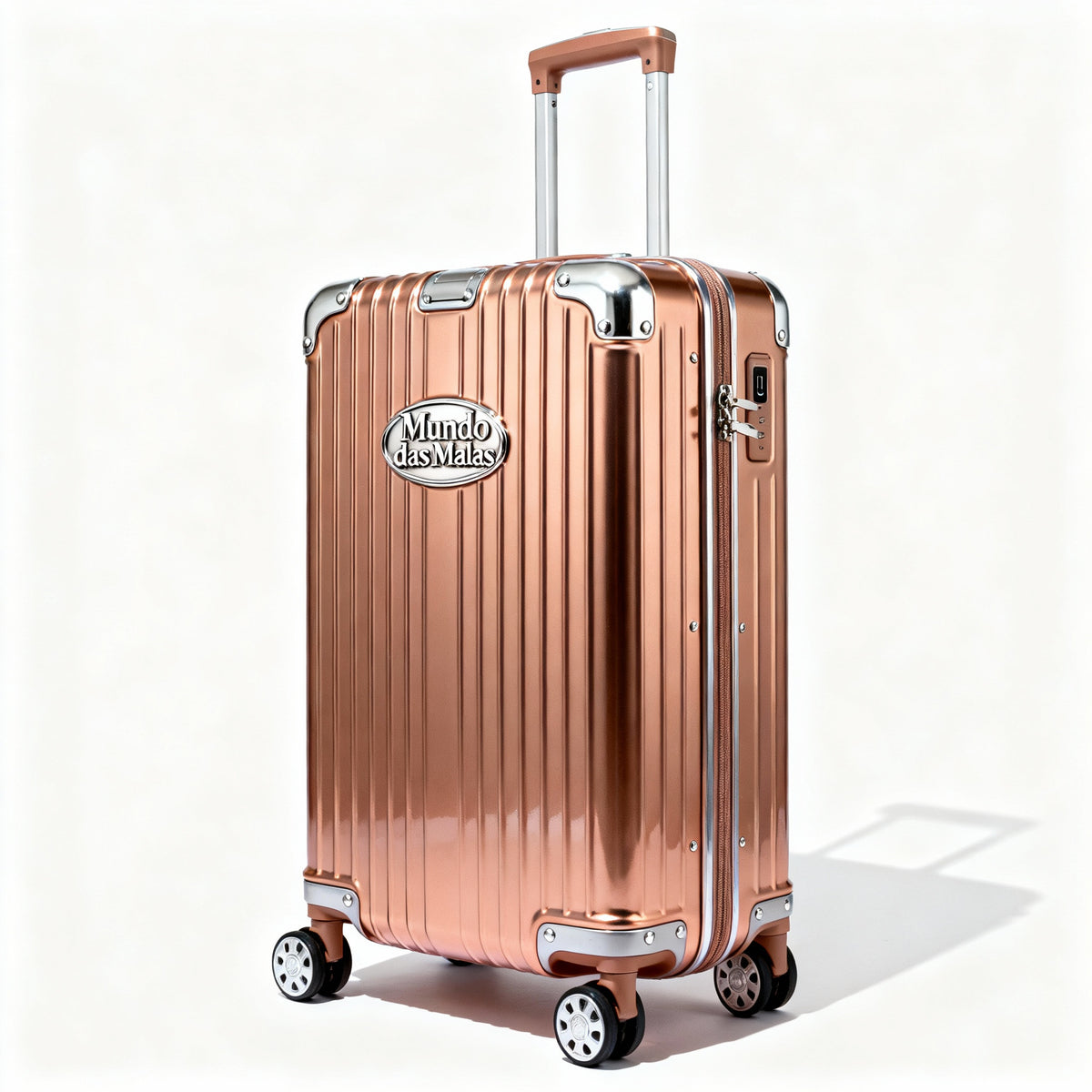 Mala Bege de Viagem Mundo das Malas – ABS, Rodas 360º (Tamanho P, M ou G)
